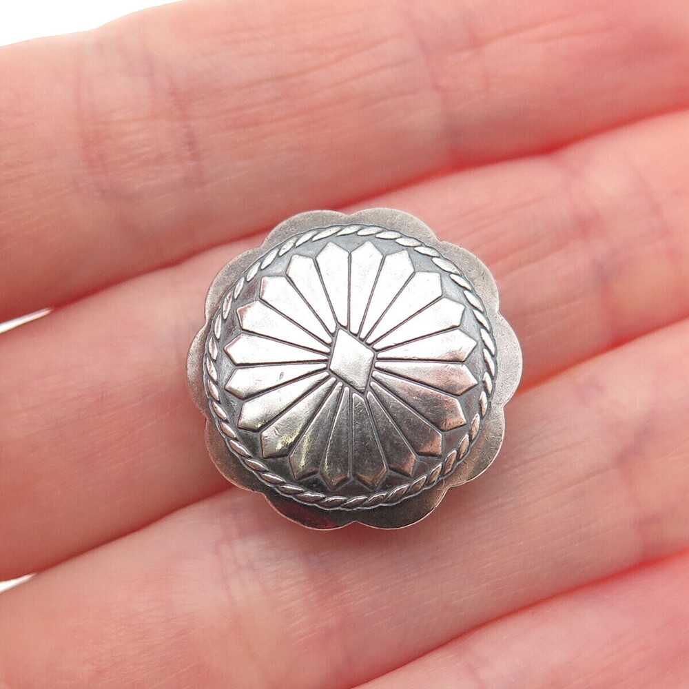 Old Pawn 925 Sterling Silver Vintage Southwestern Concho Tribal Clip Button